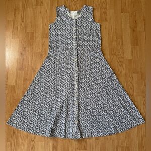 VTG Carroll Reed Button Front White Blue Floral Dress 90s CottageCore GrannyCore